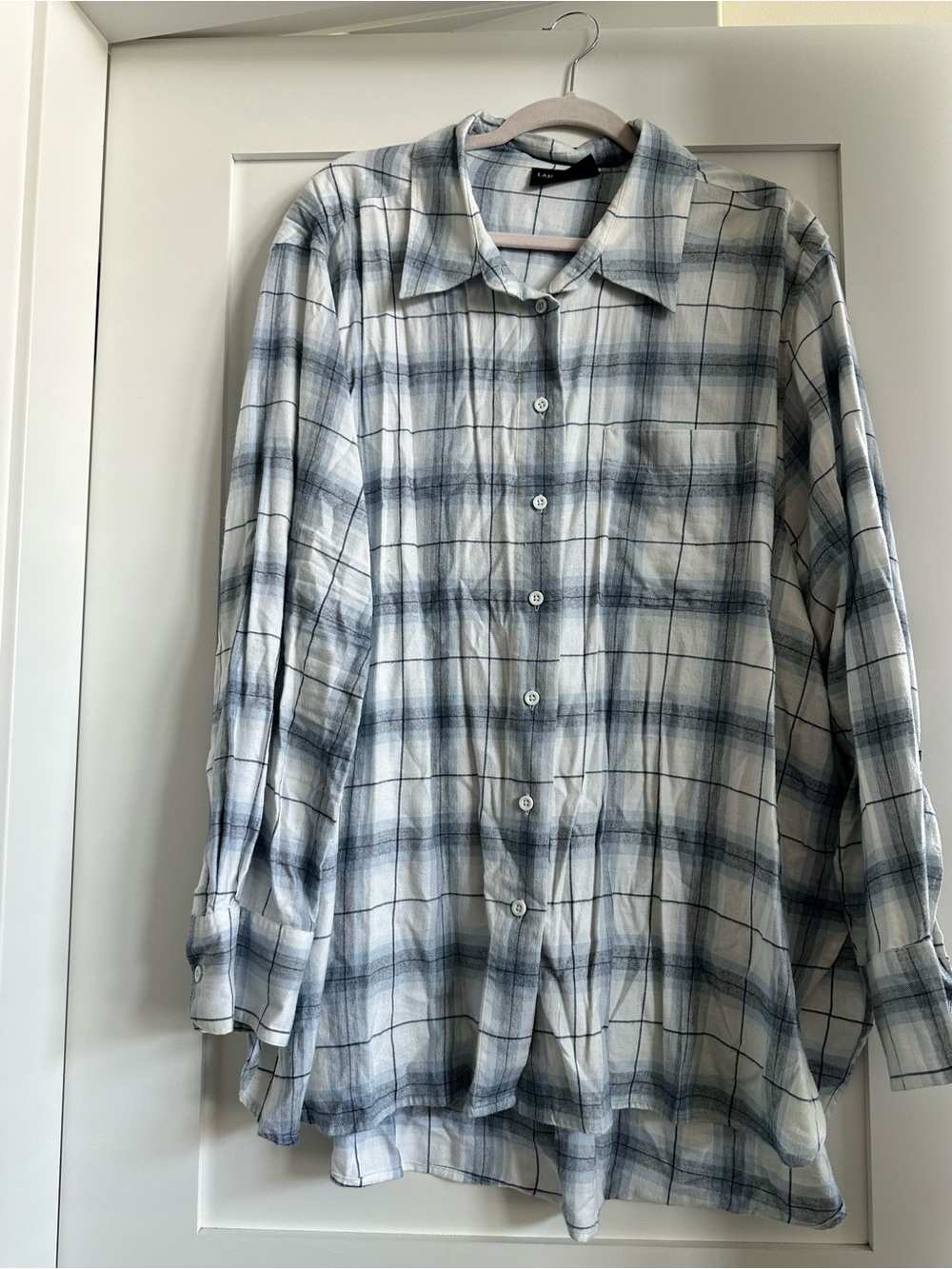 Lane Bryant Blue and White Plaid lightweight flannel